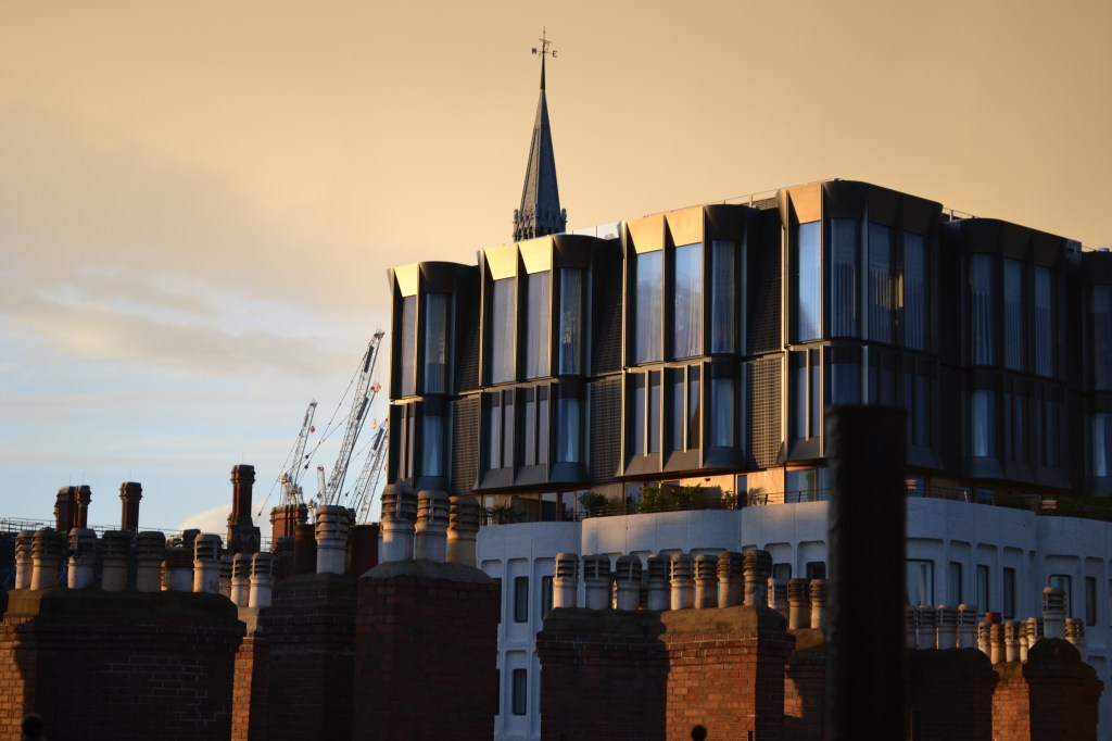 The view of St Pancras from Queen Alexandra Mansions - or what's left of it.
