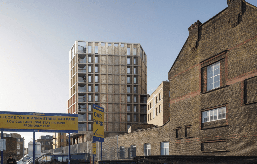 The proposed tower of 330 Gray's Inn Road, called the Wicklow Building, seen from King's Cross